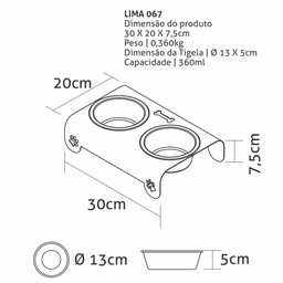 Comedouro Elevado Duplo Cão Porte Mini Preto - 4