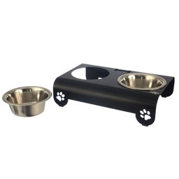 Comedouro Elevado Duplo Cão Porte Mini Preto - 3