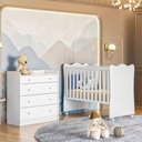 Ver imagem 1 de Quarto de Bebê Doce Sonho com Cômoda 2523 e Berço Simples 1 C/ Rodízios Qmovi Branco
