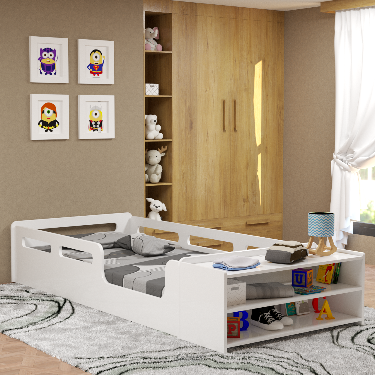 Cama Montessoriana Solteiro em Mdf com Nicho | MadeiraMadeira