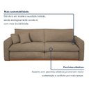 Ver imagem 5 de Sofá Cama Retrátil e Reclinável 3 Lugares Veludo Bege Escuro França 230cm Yescasa