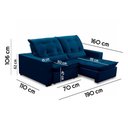 Ver imagem 4 de Sofa Retratil Reclinavel 2 Lugares 1,90m Atlantis Veludo Azul Marinho Lansofbr
