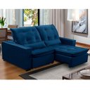 Ver imagem 1 de Sofa Retratil Reclinavel 2 Lugares 1,90m Atlantis Veludo Azul Marinho Lansofbr
