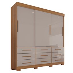 Guarda-roupa com Pés Casal 3 Portas 9 Gavetas Luana - 3