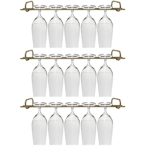 Conjunto 3 Organizadores Porta Taças 42cm Suportes Suspensos para Taças Dourado