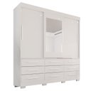 Ver imagem 3 de Guarda-Roupa Casal 3 Portas 9 Gavetas com Espelho e Pés Luana Branco
