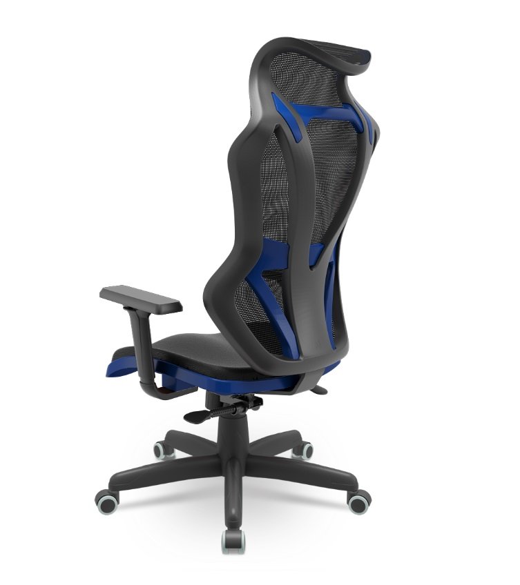 Cadeira Gamer Plaxmetal Vizon Dz Base Standard Relax System Tela Preta Detalhes Azul - 3