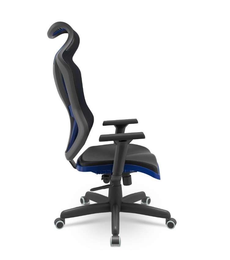 Cadeira Gamer Plaxmetal Vizon Dz Base Standard Relax System Tela Preta Detalhes Azul - 2