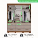 Ver imagem 6 de Guarda-Roupa Casal 3 Portas 9 Gavetas com Espelho e Pés Luana Cinamomo/Off-White