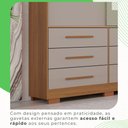 Ver imagem 7 de Guarda-Roupa Casal 3 Portas 9 Gavetas com Espelho e Pés Luana Cinamomo/Off-White