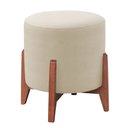 Ver imagem 1 de Puff Puf Pufe Banqueta Zeus Esplendor Luxo Madeira Maciça Premium Veludo Bege