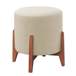 Puff Puf Pufe Banqueta Zeus Esplendor Luxo Madeira Maciça Premium Veludo Bege - 1