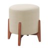Puff Puf Pufe Banqueta Zeus Esplendor Luxo Madeira Maciça Premium Veludo Bege - 1