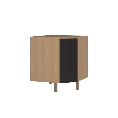 Balcão de Cozinha Canto Diagonal 74cm 1 Porta sem Tampo Slim Freijó-preto