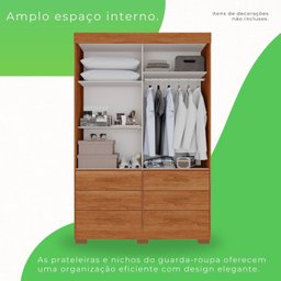 Guarda Roupa com Pés 2 Portas 6 Gavetas Luana - 3