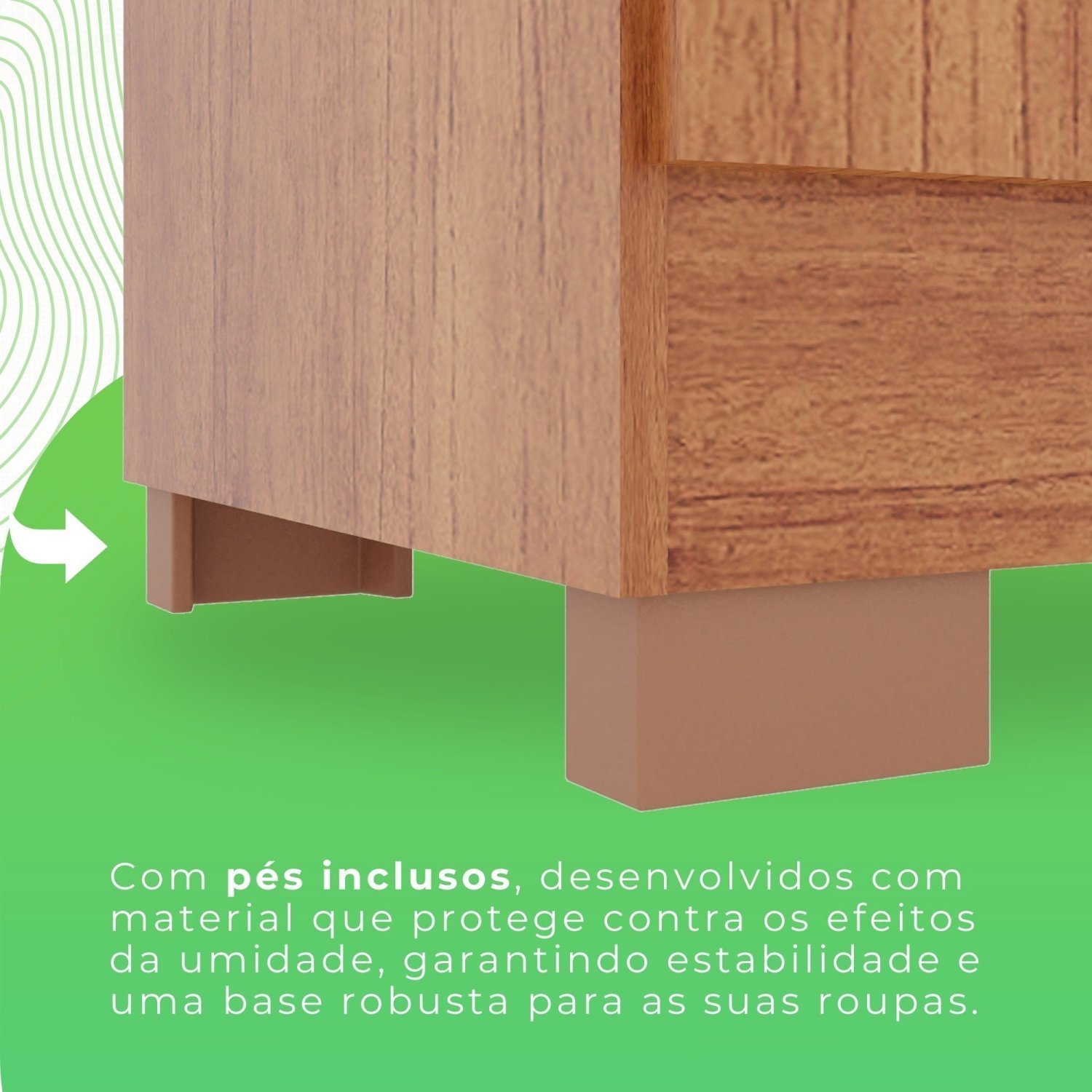Guarda Roupa com Pés 2 Portas 6 Gavetas Luana - 12