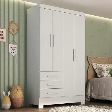 Guarda Roupa Infantil 4 Portas 3 Gavetas Kit Cat Espresso Móveis