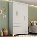 Ver imagem 1 de Guarda Roupa Infantil 4 Portas 3 Gavetas Kit Cat Espresso Móveis