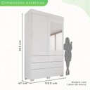 Ver imagem 4 de Guarda Roupa com Pés e Espelho 2 Portas 6 Gavetas Luana