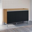Ver imagem 2 de Balcão Gabinete Cozinha Manu 120cm 3 Portas sem Tampo Mdp Multiuso Amêndoa Preto - Desk Design