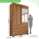Ver imagem 5 de Guarda Roupa com Pés e Espelho 2 Portas 6 Gavetas Luana