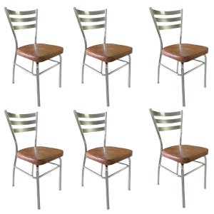 Kit 6 Cadeiras de Cozinha com Reforço Cromada Assento Grosso Cor Whisky