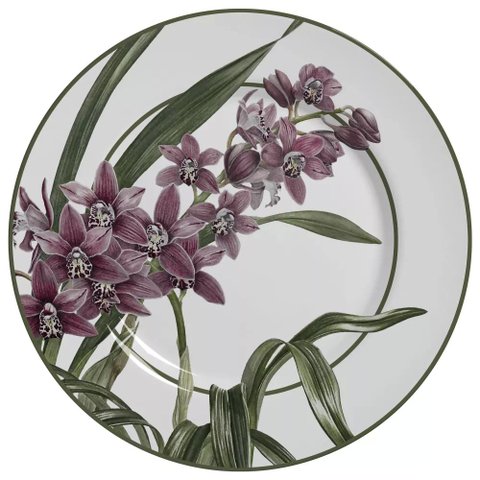 Conjunto com 6 Pratos Raso Orquídeas Ø29cm Alleanza Cerâmica