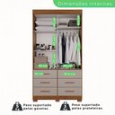 Ver imagem 6 de Guarda Roupa com Pés e Espelho 2 Portas 6 Gavetas Luana