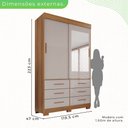 Ver imagem 4 de Guarda Roupa com Pés e Espelho 2 Portas 6 Gavetas Luana