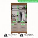 Ver imagem 3 de Guarda Roupa com Pés e Espelho 2 Portas 6 Gavetas Luana