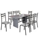 Ver imagem 2 de Conjunto Sala de Jantar Mesa Retangular 180x75cm Tampo Granito Ocre 8 Cadeiras Marselha