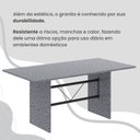 Ver mais imagens de Conjunto Sala de Jantar Mesa Retangular 180x75cm Tampo Granito Ocre 8 Cadeiras Marselha Preto/Creme/Fosco