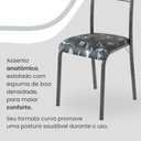 Ver imagem 7 de Conjunto Sala de Jantar Mesa Retangular 180x75cm Tampo Granito Ocre 8 Cadeiras Marselha Prata/Preto Floral/Mart