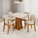 Ver imagem 2 de Conjunto Sala de Jantar 4 Lugares Mesa Quadrada MDF 18mm 4 Cadeiras Estofadas Veludo Flash