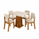 Ver imagem 1 de Conjunto Sala de Jantar 4 Lugares Mesa Quadrada MDF 18mm 4 Cadeiras Estofadas Veludo Flash