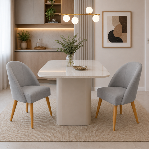 Kit 2 Cadeiras de Jantar Lua Sala Cozinha Moderna - Unitalle Estofados:Cinza