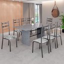 Ver imagem 1 de Conjunto Sala de Jantar Mesa Retangular 180x75cm Tampo Granito Ocre 8 Cadeiras Marselha Prata/Paraopeba/Mart