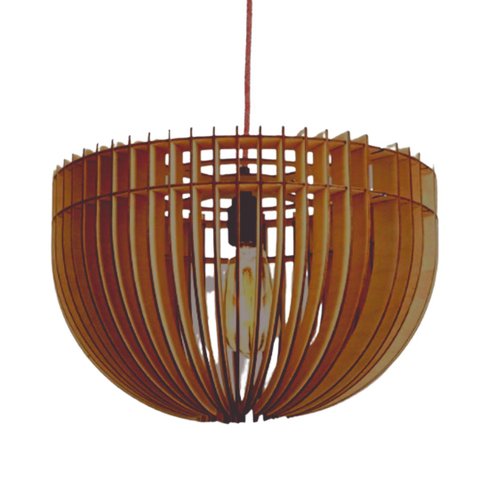 Luminária Teto tipo Pendente PLUTÃO MDF - Completa - Cor: Marrom