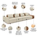 Ver imagem 3 de Sofá Ilha e Puff Sala Living 465cm Siesta M22 Linho Cru/marrom - Mpozenato