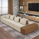 Ver imagem 2 de Sofá Ilha e Puff Sala Living 465cm Siesta M22 Linho Cru/marrom - Mpozenato