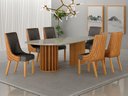 Ver imagem 7 de Conjunto Sala de Jantar Mesa Orgânica 200cm 6 Cadeiras Belle com Tampo Vidro Cinamomo/Sintético Terr