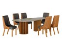 Ver imagem 1 de Conjunto Sala de Jantar Mesa Orgânica 200cm 6 Cadeiras Belle com Tampo Vidro Cinamomo/Sintético Terr