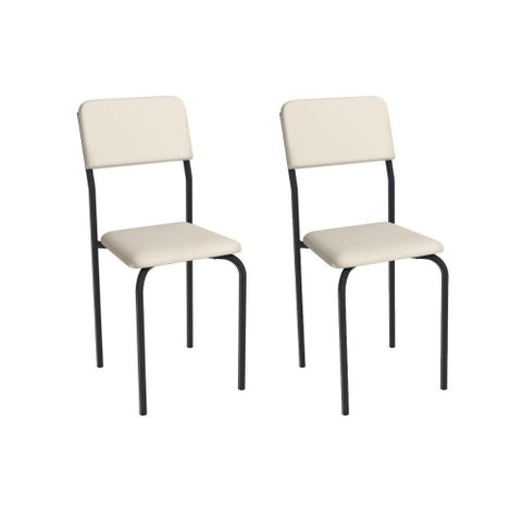 Cadeira Sala de Jantar Ibiza 2c133prf Aço Kit 2 Un Preto/ano Bege - Kappesberg
