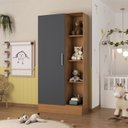 Ver imagem 1 de Guarda Roupa Infantil 1 Porta Sara Espresso Móveis Bege/Cinamomo/Chumbo