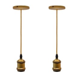 Kit 2 Lustres Pendentes Luminária Vintage Metal Dourado - 1