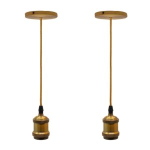 Kit 2 Lustres Pendentes Luminária Vintage Metal Dourado