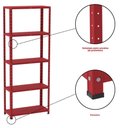 Ver imagem 4 de Estante de Estrutura Metálica com 5 Prateleiras 175cm(a)92acm(l)40cm(p) com Reforço Vermelho