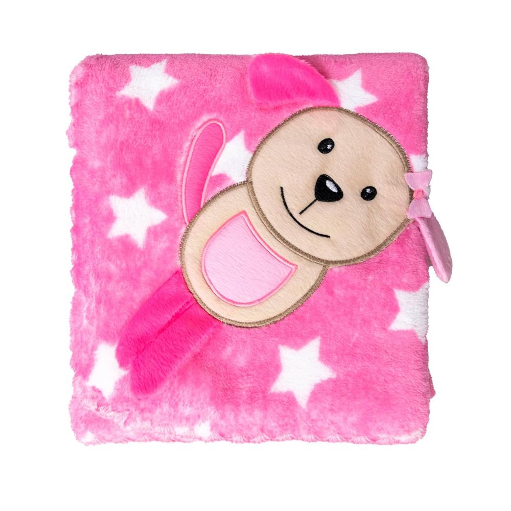 Cobertor Bebe Estampado Baby Joy: Cachorrinha Estrelas Rosa