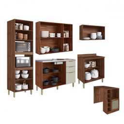 Armário de Cozinha Heloisa com Balcão para Pia e Cooktop com Bancada 13 Portas 3 Gavetas Wengue/cris - 3