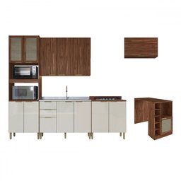 Armário de Cozinha Heloisa com Balcão para Pia e Cooktop com Bancada 13 Portas 3 Gavetas Wengue/cris - 2